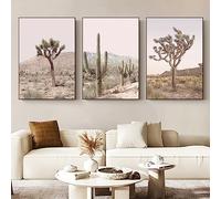 Desert At Sunset Landscape Picture Desert Cactus Poster Tree Print Wall Art California Desert Landscape Photo Joshua Tree National Park Poster Modern Photography Home Decor 16x24inchx3 No Frame