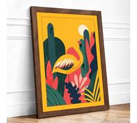 Desert Bird in Gold Modern Framed Wall Art Print A1 (84.1×59.4cm) Walnut, Wall Decor for Living Room, Bedroom, Office & Home, Ready to Hang, Art Gift
