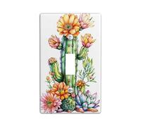 Desert Bloom Light Switch Cover Plates/Outlet Covers, Vibrant Floral Cactus Decor for Spring and Summer Wall Accents, Thermoplastic Wall Plates, Standard Size Single Toggle