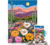 Desert Bloom Night1000 Piece Jigsaws for teenagers Stress Reliever Staycation Kill time Suitable for desktop decoration 38x26cm