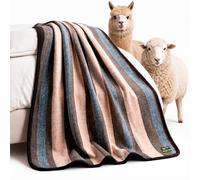 Desert Breeze Distributing Alpaca and Sheep Wool Blanket, Soft and Thick, 72 x 88 inches Full/Queen, Earth Tones with Tan Stripes, Andean Collection, Made in Peru