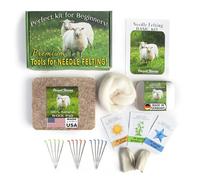 Desert Breeze Distributing Basic Tools Needle Felting Kit | Premium Wool Felting Supplies for Beginners & Adults - 15 Groz-Beckert Felting Needles, Wool Pad, Leather Finger Guards & Storage Case
