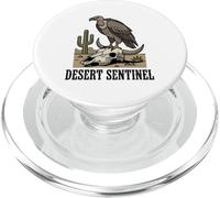Desert Buzzard Vulture Standing on Skull with Cactus Scene PopSockets PopGrip for MagSafe