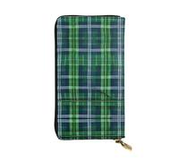 Desert Cactus Leather Wallet for Women Men Large Wallet with 12 Card Slots Passport Wallet, Blue Scottish Tartan, One Size