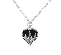 Desert Cactus Moon Midnight Pet Urn Necklace for Dog Cat Ashes Heart Pets Cremation Keepsake Waterproof Pendant Memorial Jewelry Pendants Gifts for Women Men