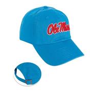 Desert Cactus Ole Miss University of Mississippi Baseball Hat Rebels Brimmed Embroidered Cap Adjustable Cloth Strap Adult, Water Blue, One size