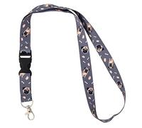 Desert Cactus Pug Dog Lanyard Badge ID Car Keys Keychain Souvenir Holder Nurse Doctor Teacher Office Detachable Breakaway Snap Buckle (Design 1), Multicolor, One size