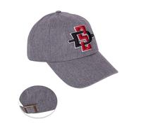 Desert Cactus San Diego State University Baseball Hat SDSU Aztecs Brimmed Embroirderd Cap Adjustable Cloth Strap Adult (Style G), Gray, One size