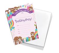 Desert Cactus Sloth Happy Birthday Invitations Style 1 Invite Cards (10 Count) With Envelopes Boys Girls Kids Party (10ct)