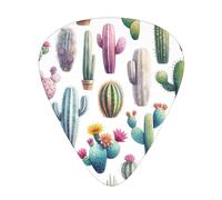 Desert-Cactus-Succulents 12 Pack Guitar Picks With 3 Thicknesses And Storage Box, Abs Plectrums For Electric Bass Guitar Players