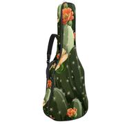 Desert Cactus Succulents Flowers Pattern Guitar Bag, Padded Acoustic Guitar Case Backpack with Adjustable Shoulder Strap Pockets