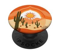 Desert Cactus Sunset Boho Landscape Mexico Minimal Design PopSockets Adhesive PopGrip