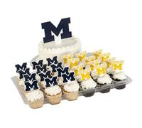 Desert Cactus University of Michigan Cupcake Topper and Cake Toppers Set - UM Wolverines 25 Pcs Party Supplies, Decorations and Favors