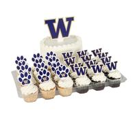 Desert Cactus University of washington Cupcake Topper and Cake Toppers Set - UW Huskies 25 Pcs Party Supplies, Decorations and Favors