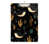Desert Cactus Whale Black Nursing Binder clipboard Hard Board for Teacher Nursing Size 9 x 12.5 Tabla para escribir