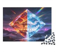 Desert Camel 1000 Piece Jigsaw Puzzle Paper for Adults Magic Fire and Ice Illusion Relaxing Home Decor Focus 38x26cm/1000pcs