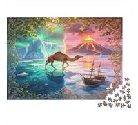 Desert Camel Adventure Ship 1000 Piece Jigsaw Puzzle for Adults Paper Jigsaw Nature Scenery Focus Activity Home Decoration Gift 70x50cm/1000pcs