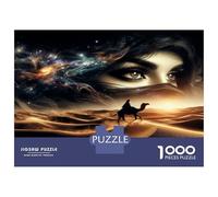 Desert Camel Eye 1000pc Premium Jigsaw Puzzle Mystic Vibe Puzzle for Adults Thick Cardboard Teen Puzzle Fans 12-18 Logic Skill After-School Party Game Best Gift for Puzzle Lovers 38x26cm/1000pcs