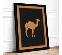 Desert Camel Minimalist Framed Wall Art Print A1 (84.1×59.4cm) Black, Wall Decor for Living Room, Bedroom, Office & Home, Ready to Hang, Art Gift