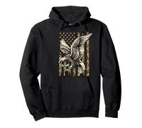 Desert Camo Eagle Strike Grunge American Flag Tactical USA Pullover Hoodie
