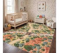Desert Campground Rug 120 x 170 cm, Southwest Kids Rug for Bedroom Playroom | Sage Camp Trail Wooden Bridge Creek, Western Outdoor Adventure Carpet for Children's Room, Nursery & Play Area