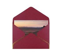 Desert Camping Luxury Pearl Paper Greeting Card With Gold Border, Blank Inside, With Envelope - Birthday, Wedding, Christmas, Valentine