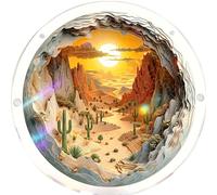 Desert Canyon Acrylic Suncatcher Puzzle, Sunset Landscape Stained Glass Suncatcher for Window Hanging, DIY Layered Jigsaw Ornament for Decor A01
