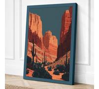 Desert Canyon Light Retro Canvas Wall Art Print 36x24 Inch (91 x 61 cm)