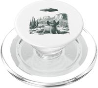 Desert Cat in Hat UFO Encounter Vintage Engraving PopSockets PopGrip for MagSafe