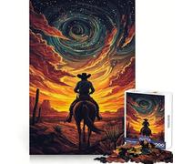 Desert Cowboy's Journey 1000 Pieces Puzzles for Adults Mind Logic Bright Detail Family Game Birthday Art Gift (38x26cm)