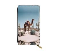 Desert cute camel Printed leather wallet, 7.5 x 4.1-inch long credit card holder, portable travel cash wallet