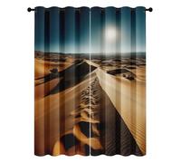 Desert Design Blackout Eyelet Curtains, Thermal Insulated Window Drapes Yellow Sand Nature Scenery Curtain for Bedroom Living Room, Width 90" x Drop 90" 2 Panels