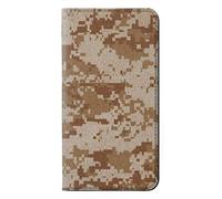 Desert Digital Camo Camouflage PU Leather Flip Case Cover For LG Q7