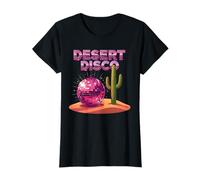 Desert Disco Pink Disco Ball Cactus Retro Western Cowgirl T-Shirt