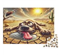 Desert Dog Suffering 1000 Piece Jigsaw Puzzles for Adults, Recycled Cardboard, Thirsty Dog Desert, Stress Relief Leisure, Creative Home Decor, for Puzzle Enthusiasts 70x50cm/1000pcs