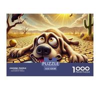 Desert Dog Suffering Great Gift Idea 1000 Piece Jigsaw Puzzle -Dog Thirsty Desert for Adults Men And Women Educational Game Challenge52x38cm/1000pcs