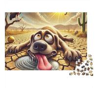 Desert Dog Suffering Jigsaw Puzzle Animal 1000 Pieces 100% Recycled Board Extra-thick for Family Stress Gift Puzzle 38x26cm/1000pcs