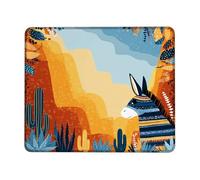 Desert Donkey Mouse Pad, Warm Tones Cactus Landscape Design, Stitch Edge Non-Slip Mouse Mat for Home and Office Desk, Gaming and Computer Use Square 8x10 Inch