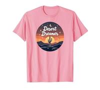 Desert Dreaming: Enchanting Sunset Cactus Landscape Art T-Shirt, Men, Pink, 3XL
