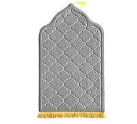Desert Dress QUBAH PRAYER MAT Soft Prayer Mat Muslim Paded Carpet Rug Gift Eid Ramadan Umrah Flunnel Velvet Thick Cusion Gift (Soft Light Grey)