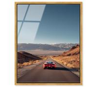 Desert Drive Ferrari Framed Acrylic Print Glam Wall Decor by Notoriart, Gold Frame, 16 x 20
