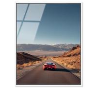 Desert Drive Ferrari Framed Acrylic Print Glam Wall Decor by Notoriart, White Frame, 16 x 20