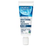 Desert Essence Tea Tree Oil Whitening Toothpaste Travel Size, 1 oz - Flouride Free, Gluten Free, Vegan, Non-GMO - with Bamboo Stem Fiber, Baking Soda, Tea Tree Oil for Whitening Teeth & Fresh Breath