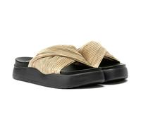 Desert Fleur Gabbro Pleated Satin Women's Gold Sandals - UK 5 / EU 38 / US 7.5
