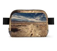 Desert Footprints Printed Square Fashion Pocket Waterproof Oxford Fabric, Large Opening Convenient Zipper Travel Bag for Men and Women