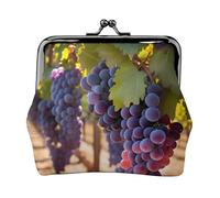 Desert Grapes Leather Coin Purse for Women-Small Kiss Lock Wallet, Mini Card Holder for Keys Lipstick, Cute Change Purse for Travel