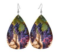 Desert Grapes Printed teardrop-shaped leather earrings | High-end design, light luxury earrings