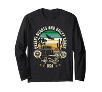 Desert Hearts and Dusty Roads USA Hotrod Retro Style Design Long Sleeve T-Shirt