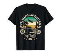 Desert Hearts and Dusty Roads USA Hotrod Retro Style Design T-Shirt