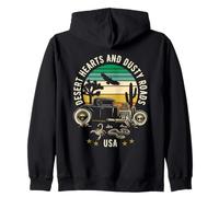 Desert Hearts and Dusty Roads USA Hotrod Retro Style Design Zip Hoodie